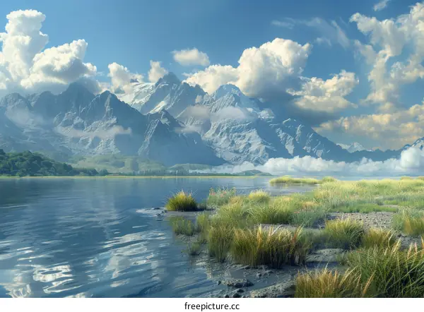Majestic Mountain Landscape by the Lakeside