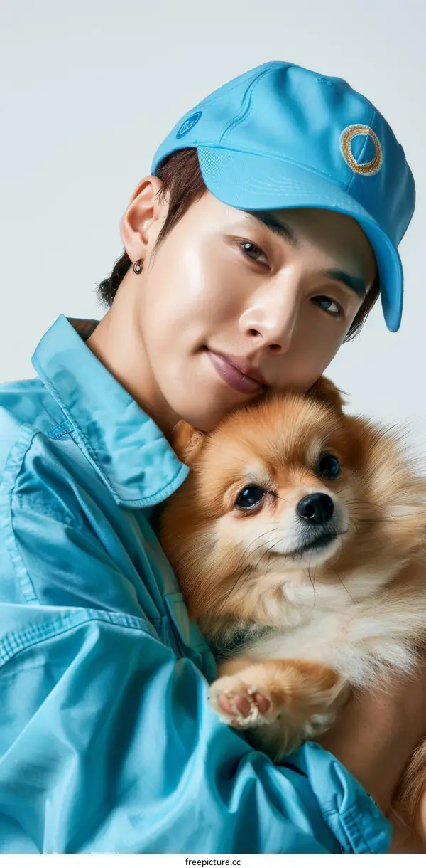 South Korean actor and singer Cha Eun-Woo with a dog