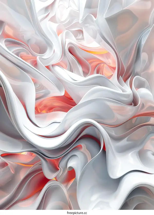 Abstract 3D Render: White and Orange