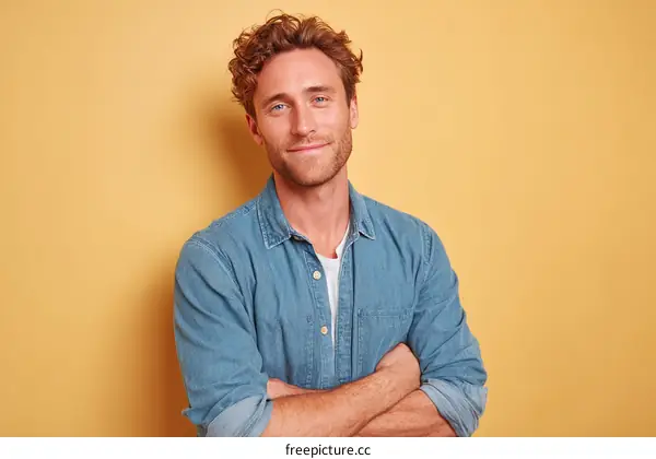 Confident Caucasian Man Studio Portrait