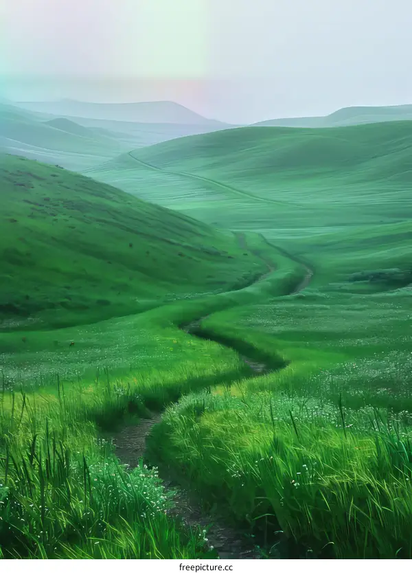 Curving Path Through the Green Hills