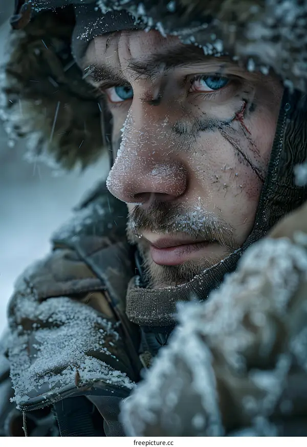 Portrait of a soldier in winter gear