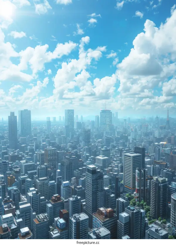 Modern City Skyline with Skyscrapers