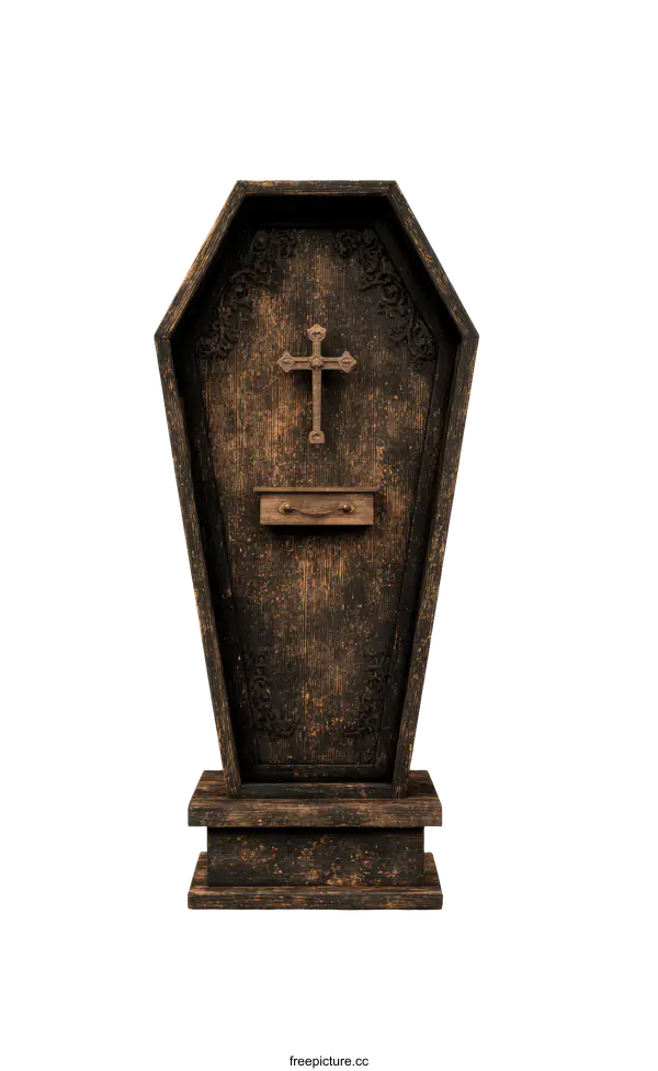 [Transparent Background PNG]Vintage Wooden Coffin Shaped Decor
