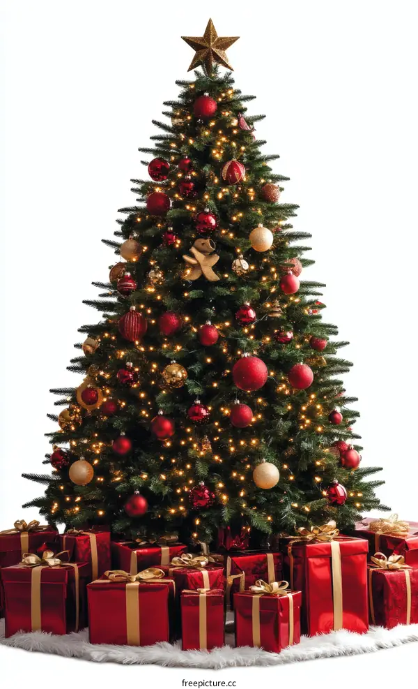 A Festive Christmas Tree with Gifts