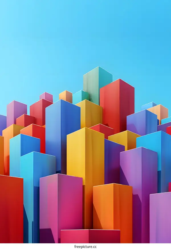 Colorful 3D Illustration of a City
