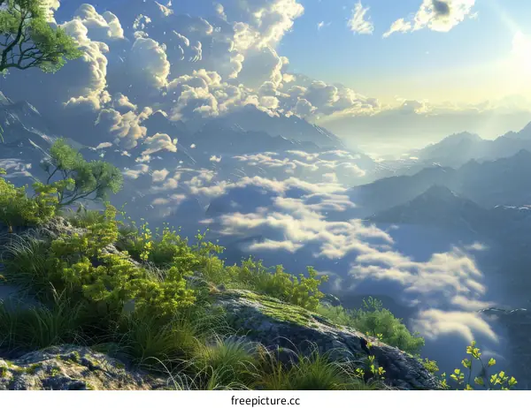 Mesmerizing Mountain Panorama with Majestic Summit and Lush Greenery