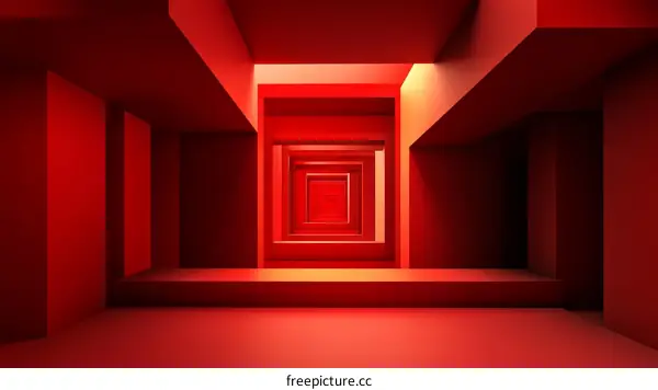 Abstract Red Geometric Interior Design