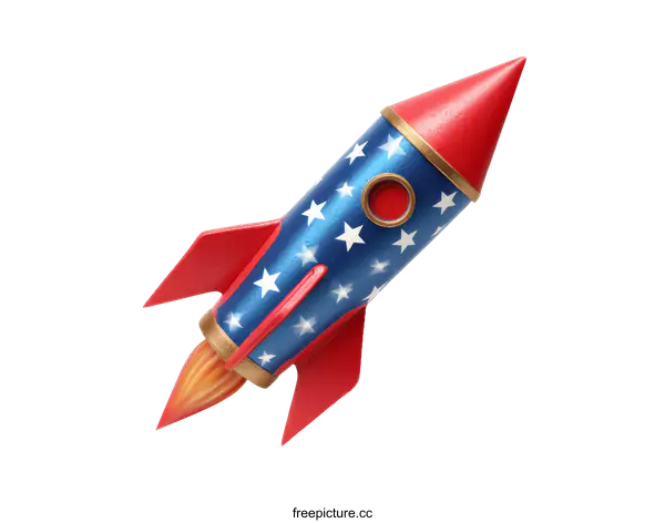 [Transparent Background PNG]American Flag Rocket Illustration