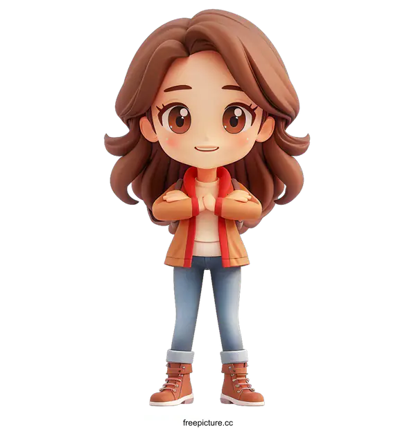 [Transparent Background PNG]Cute Cartoon Girl Character 3D Illustration