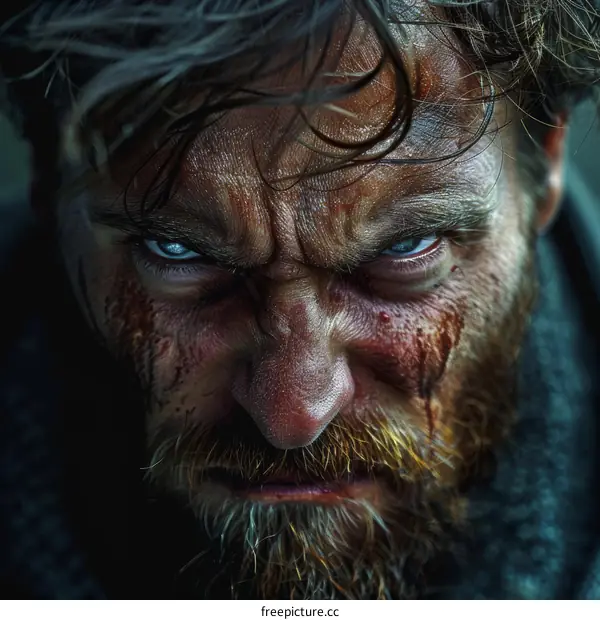 Close Up Portrait of a Furious Man