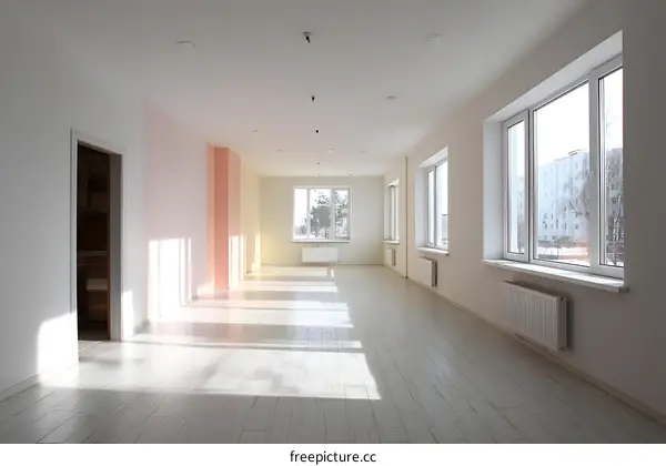 Empty Modern Interior with Large Windows