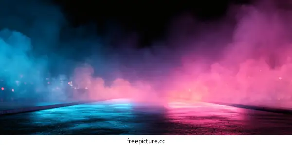 Neon Night Roadway Scene with Vivid Colors