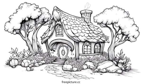Enchanted Fairy Cottage Illustration