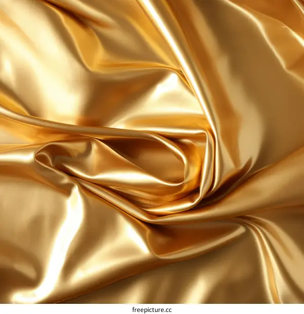 Golden fabric with smooth and soft waves. 3D rendering.