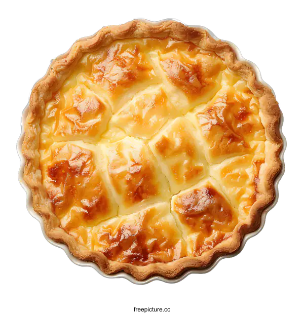 [Transparent Background PNG]Freshly baked cheese pie isolated on white background