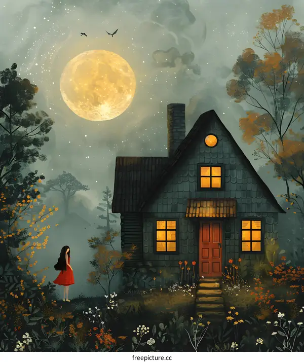 girl looking at the moon