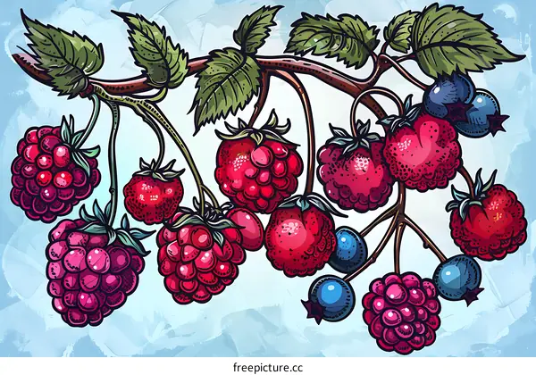 Fresh Berries Branch Illustration