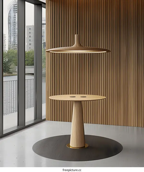 Modern Interior Design with Wooden Table and Pendant Light