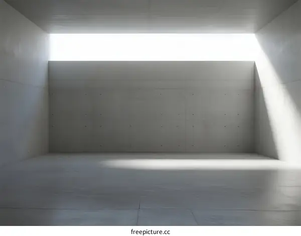 Minimalist concrete room with natural light coming from the top