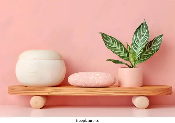 Pink and Wood Minimalist Aesthetic Background