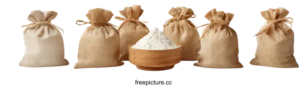 [Transparent Background PNG]Flour Bags on a White Background