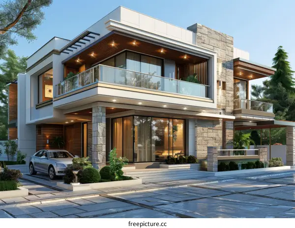Modern House Exterior Design Illustration
