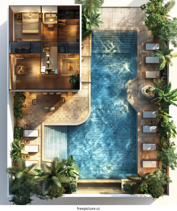 Rooftop Swimming Pool with Residential Units Floorplan