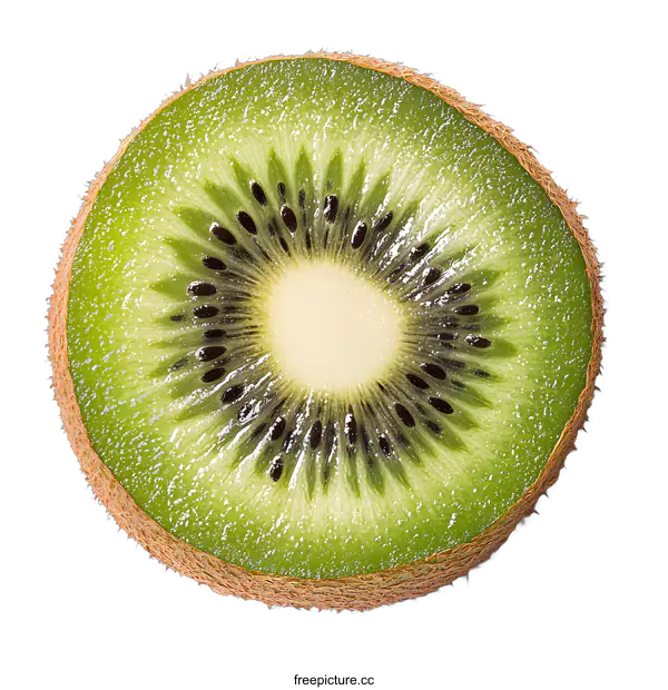 [Transparent Background PNG]Close Up of Half Sliced Fresh Green Kiwi Fruit