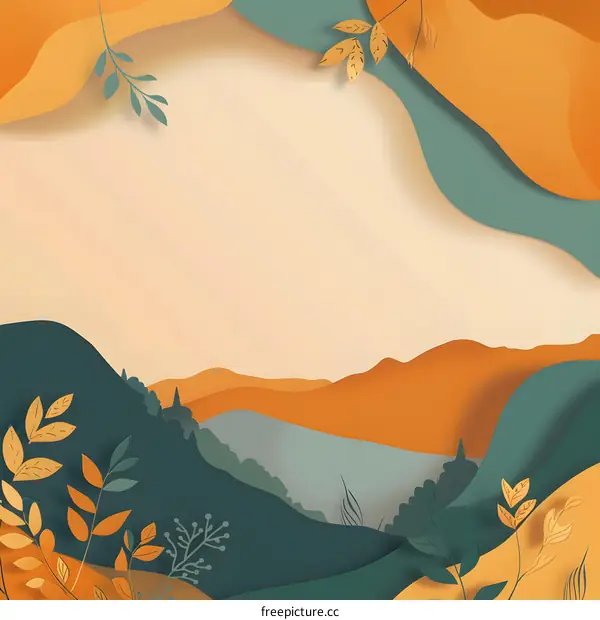 Paper Cut Style Autumn Landscape With Blank Space