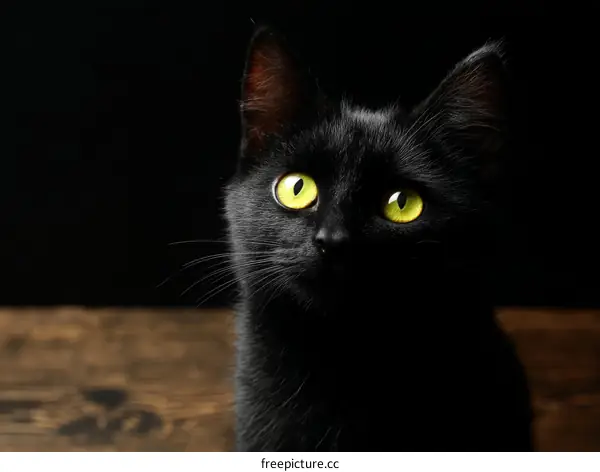 Mysterious Black Cat in the Dark