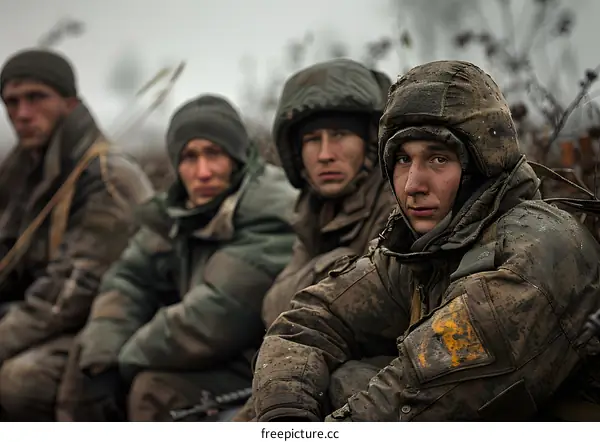 Four soldiers in the war