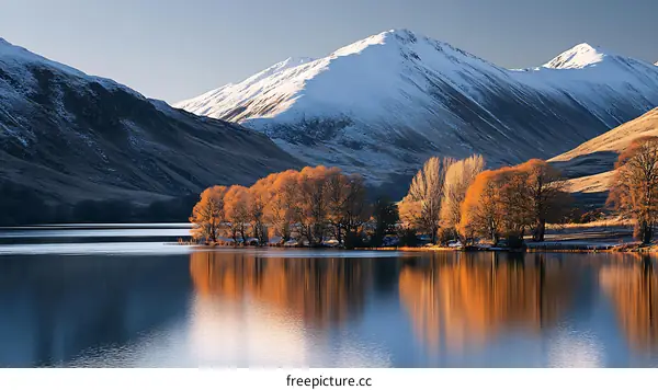 Autumnal Reflections on a Mountain Lake