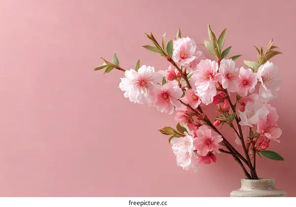 Beautiful Pink Cherry Blossoms in Vase