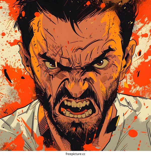 A man with a beard and a red background