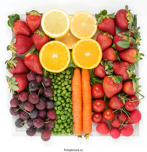 Rainbow Fruit and Vegetable Arrangement