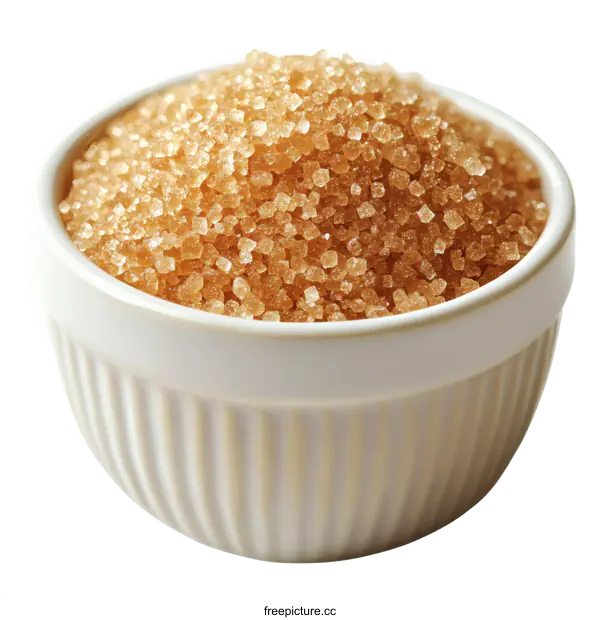 [Transparent Background PNG]Brown Sugar Crystals in a Small Bowl