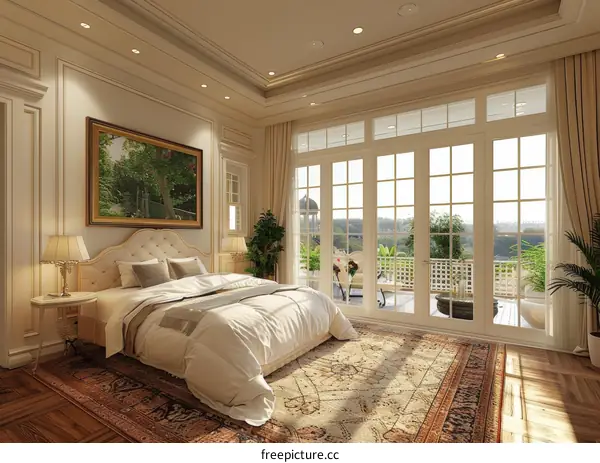 Elegant Bedroom with Large Windows