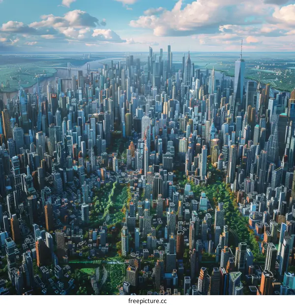 Aerial View of a Futuristic Cityscape