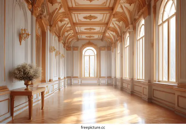 Elegant Gold-Accented Palace Hallway