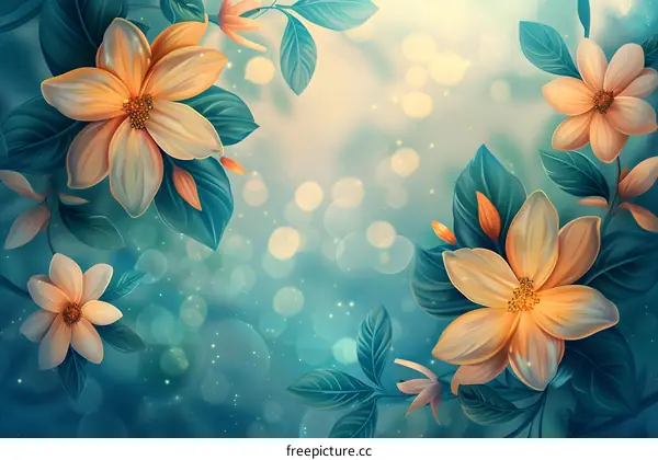 Illustration of yellow flowers and green leaves