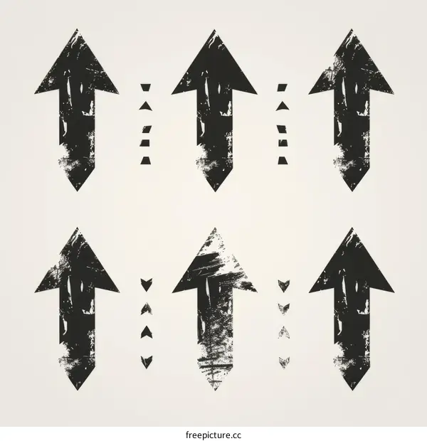 Black grunge up arrows. Vector illustration.