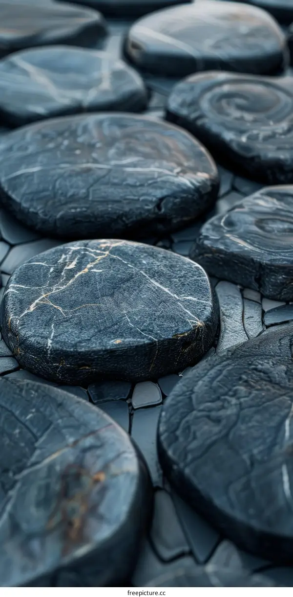 Dark Grey Polished Stones Pattern