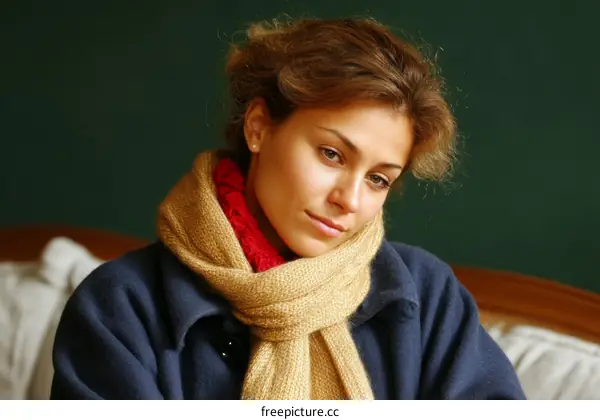 Portrait of a Woman with a Knitted Scarf