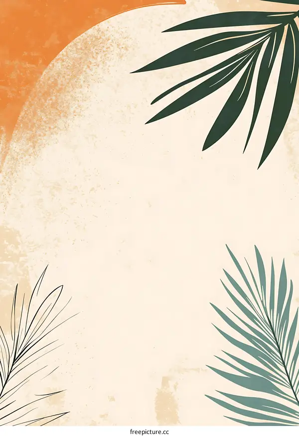 Minimalist Tropical Leaves Background Illustration