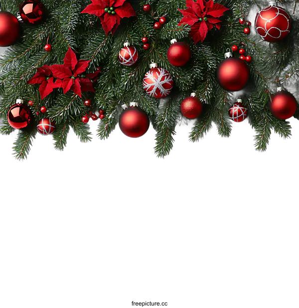 [Transparent Background PNG]Christmas Decorations Border on White Background