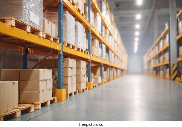 Organized Warehouse Filled with Cardboard Boxes