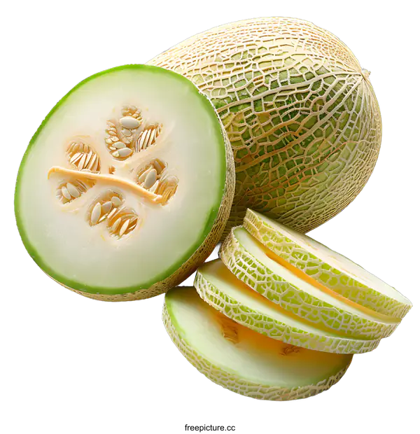 [Transparent Background PNG]Sliced melon on white background