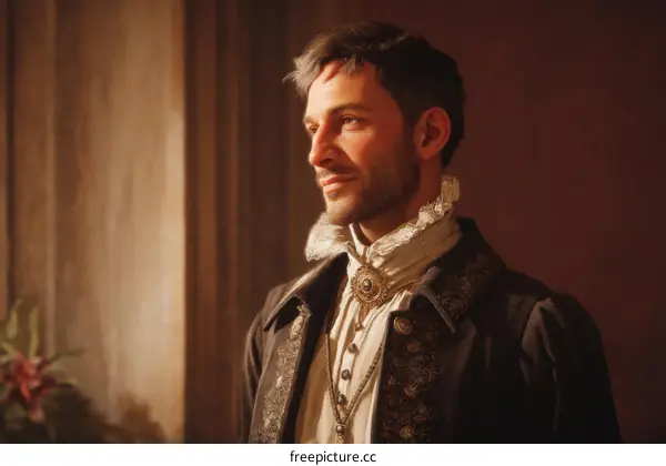 Elegant Renaissance Gentleman in Profile