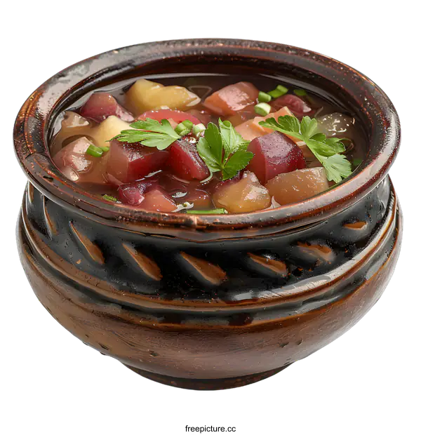 [Transparent Background PNG]Bowl of delicious Ukrainian borscht